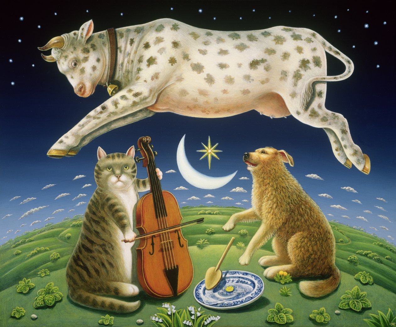 A macska és a hegedű, 2004 (olaj és tempera a panelen) alkotó: Frances Broomfield