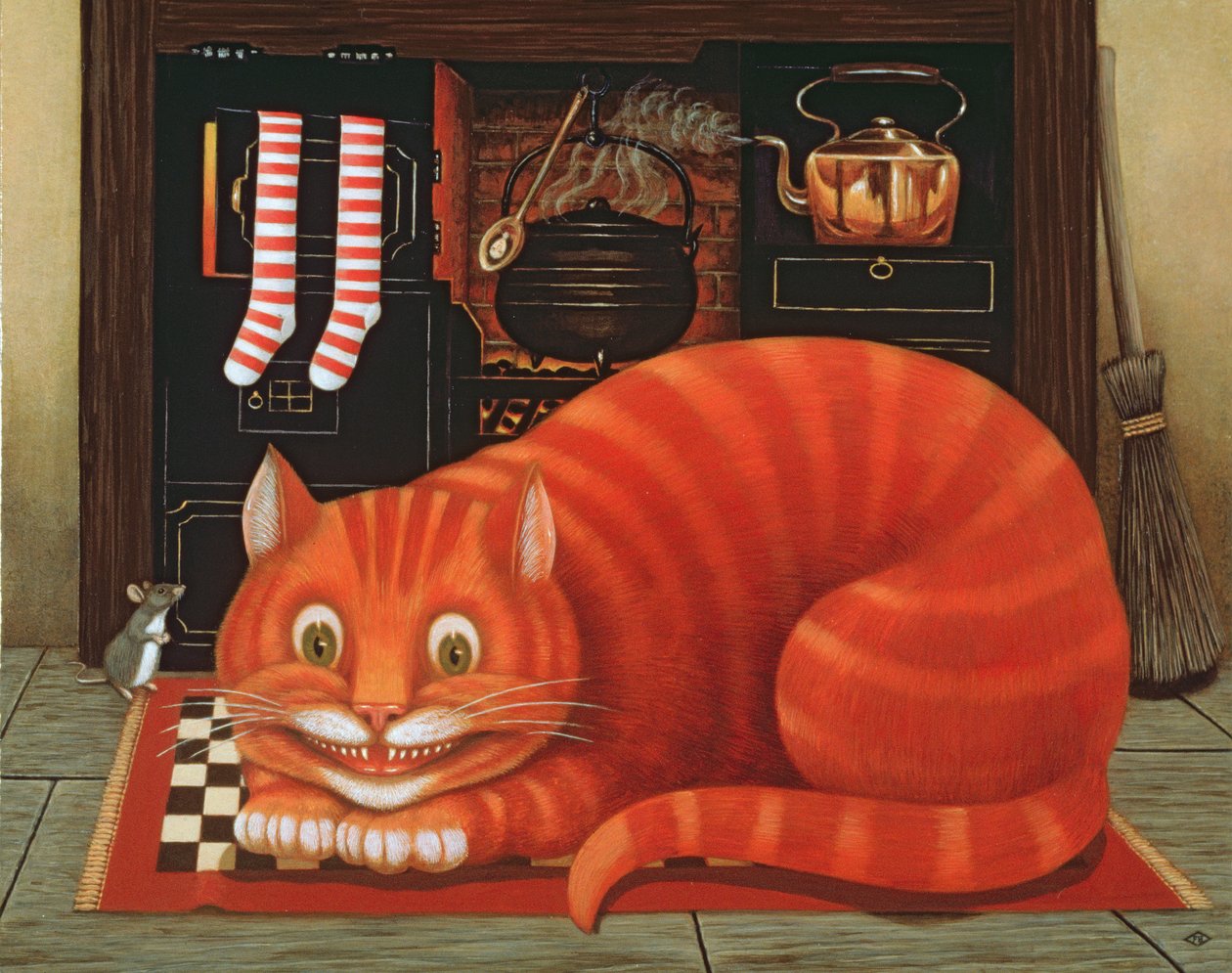 A Cheshire Cat, 1993 (olaj és tempera a panelen) alkotó: Frances Broomfield
