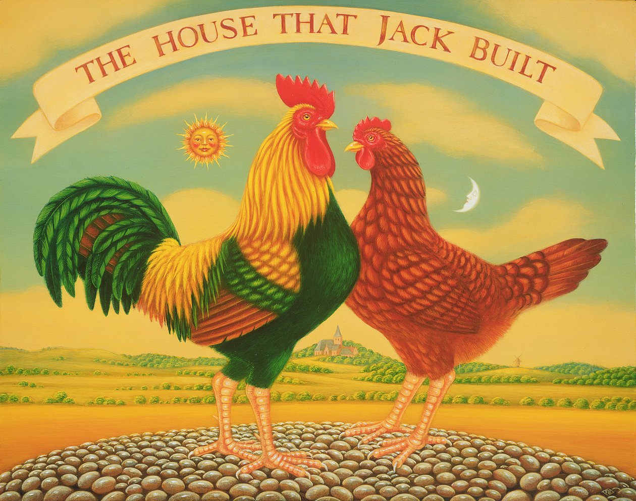 A ház, amelyet Jack épített, 1996 (olaj és tempera a panelen) alkotó: Frances Broomfield