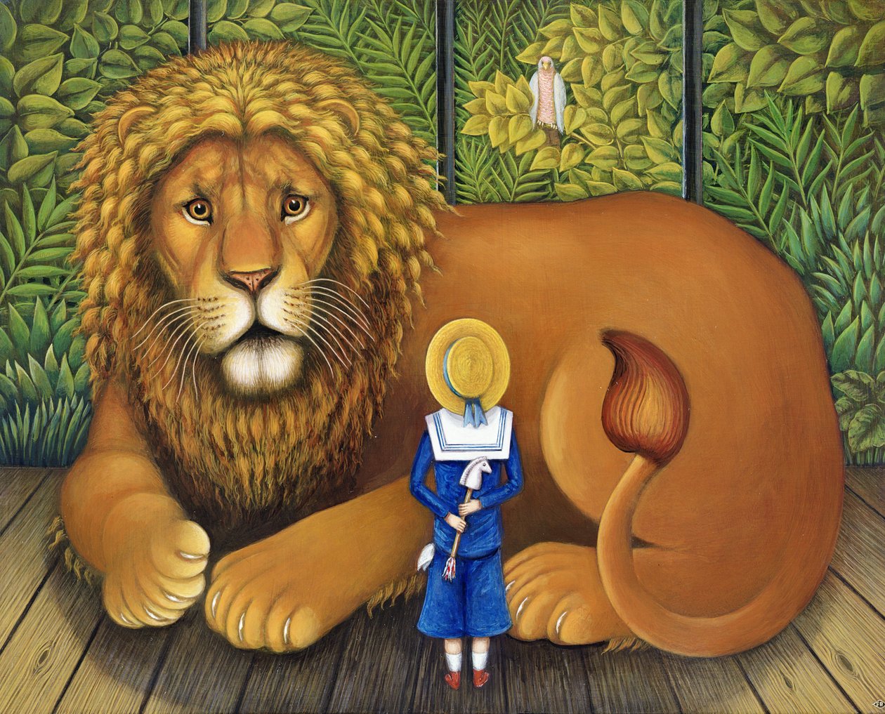 Az oroszlán és Albert, 2001 (olaj és tempera a panelen) alkotó: Frances Broomfield