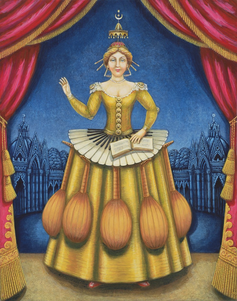 A zenészek felesége, 2002 (olaj és tempera a panelen) alkotó: Frances Broomfield