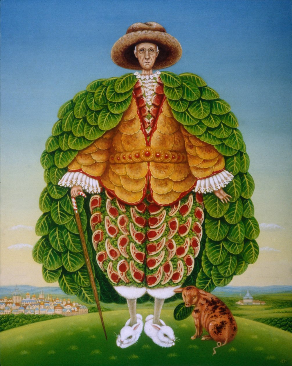 Az új ruhák (Ivor Cutler, mint Edward Lear-vers szereplője), 1994 (olajok és tempera a panelen) alkotó: Frances Broomfield