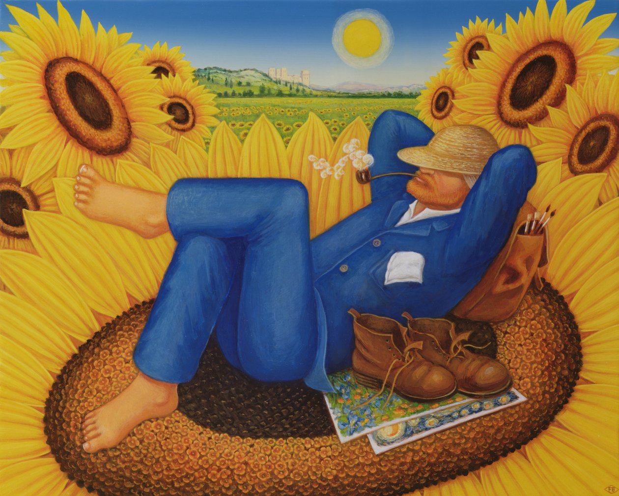 Van Goghs napraforgók, 1998 (olaj és tempera a panelen) alkotó: Frances Broomfield