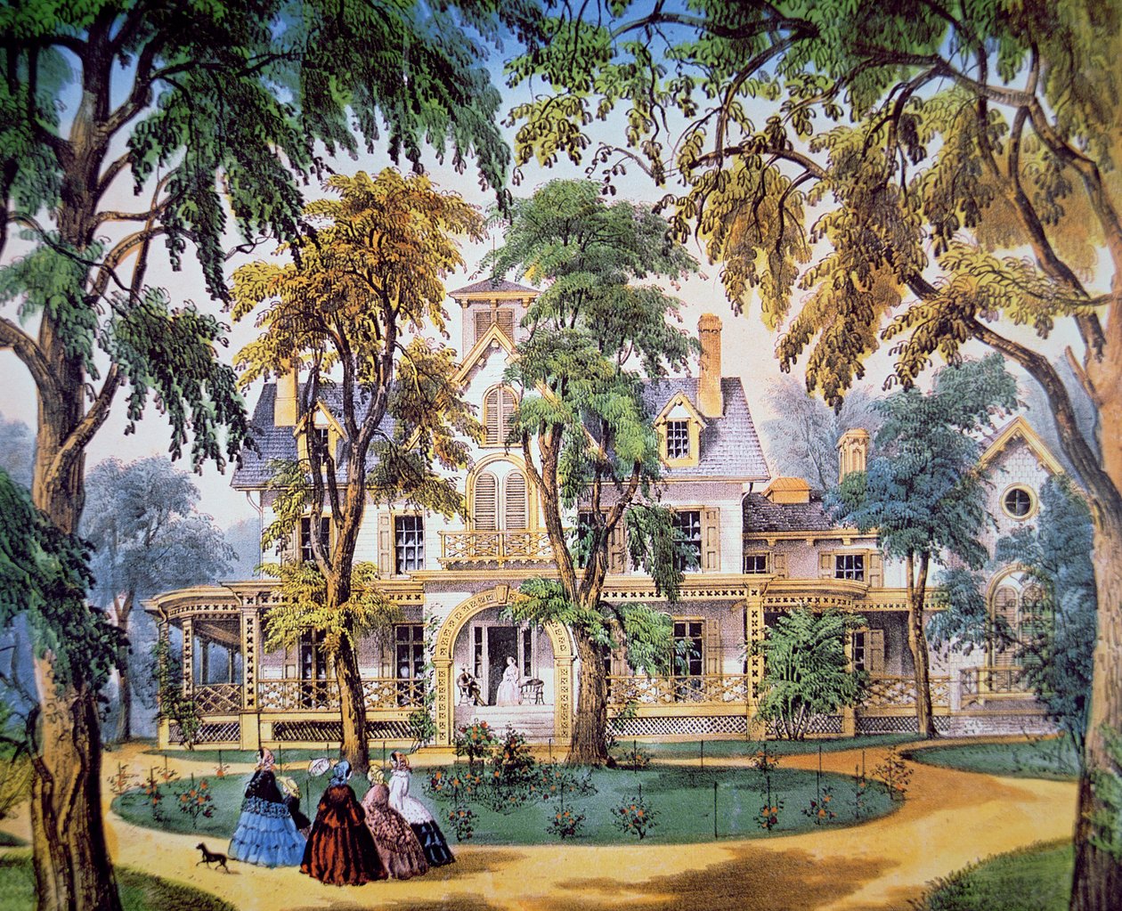 Egy ültetvényes ház, 1858 körül (színes litó) alkotó: Frances Flora Bond (c.1812 76) Palmer