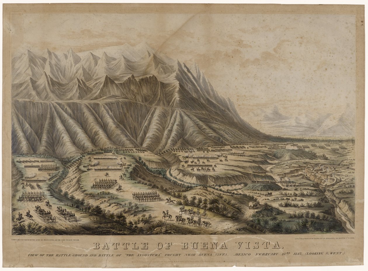 Buena Vista-i csata, 1847 (kromolitográfia szőtt papíron) alkotó: Frances Flora Bond Palmer