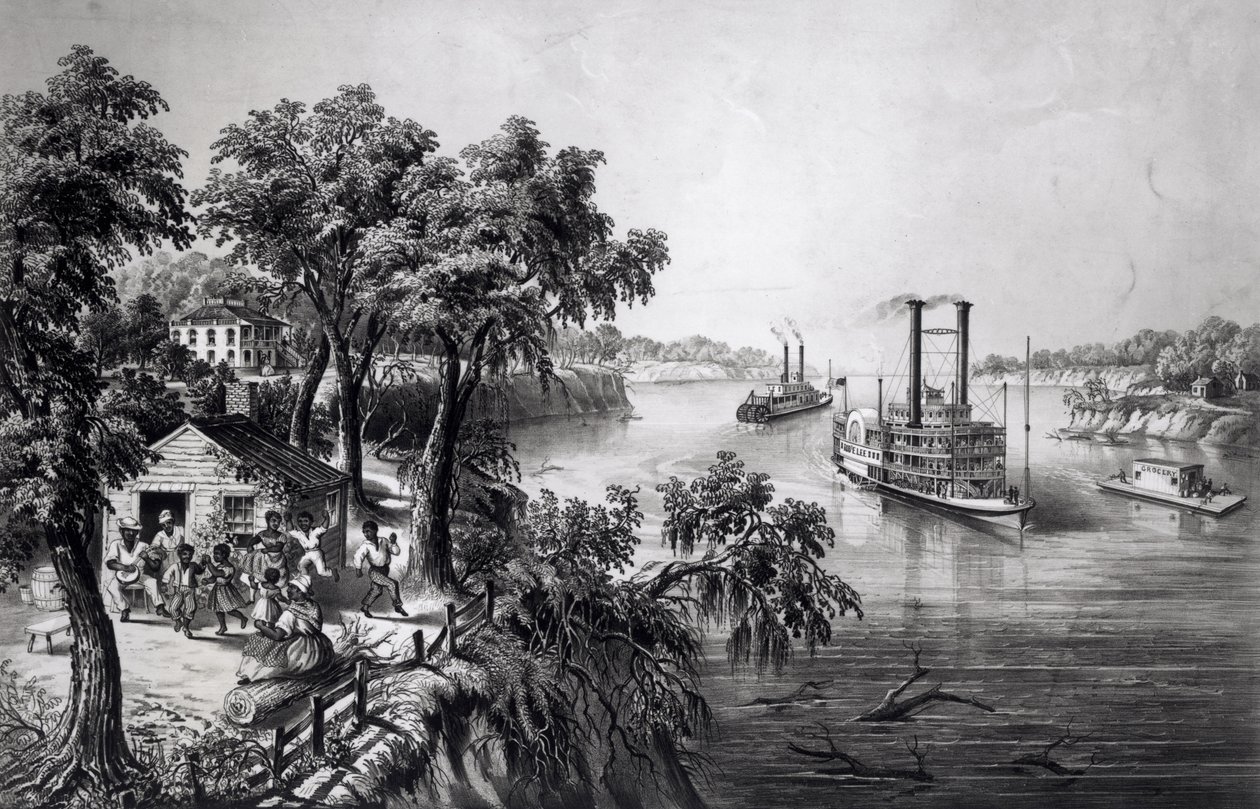 Alacsony vízállás a Mississippin, kiadó: Currier és Ives, 1867. alkotó: Frances Flora Bond Palmer