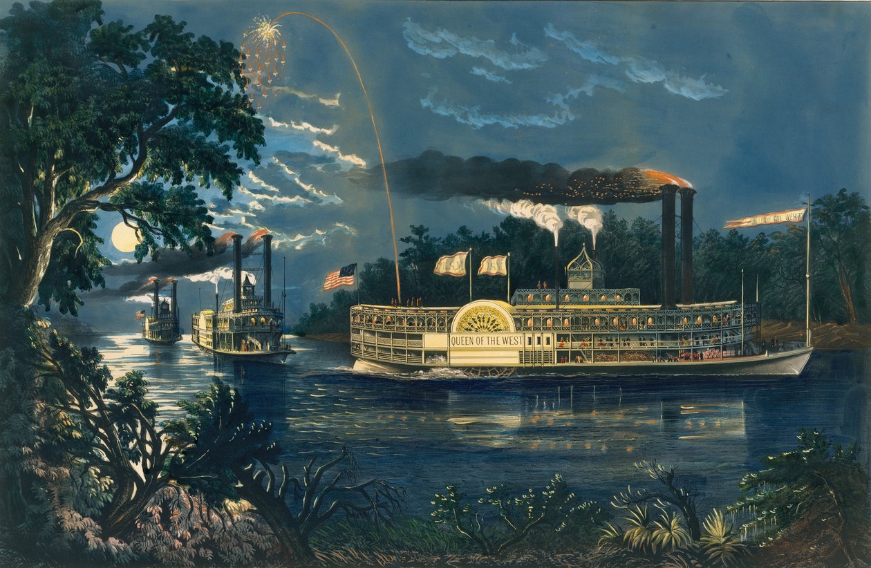 Egy kanyar megkerülése a Mississippin – Az elválás tisztelgés, 1866. alkotó: Frances Flora Bond Palmer