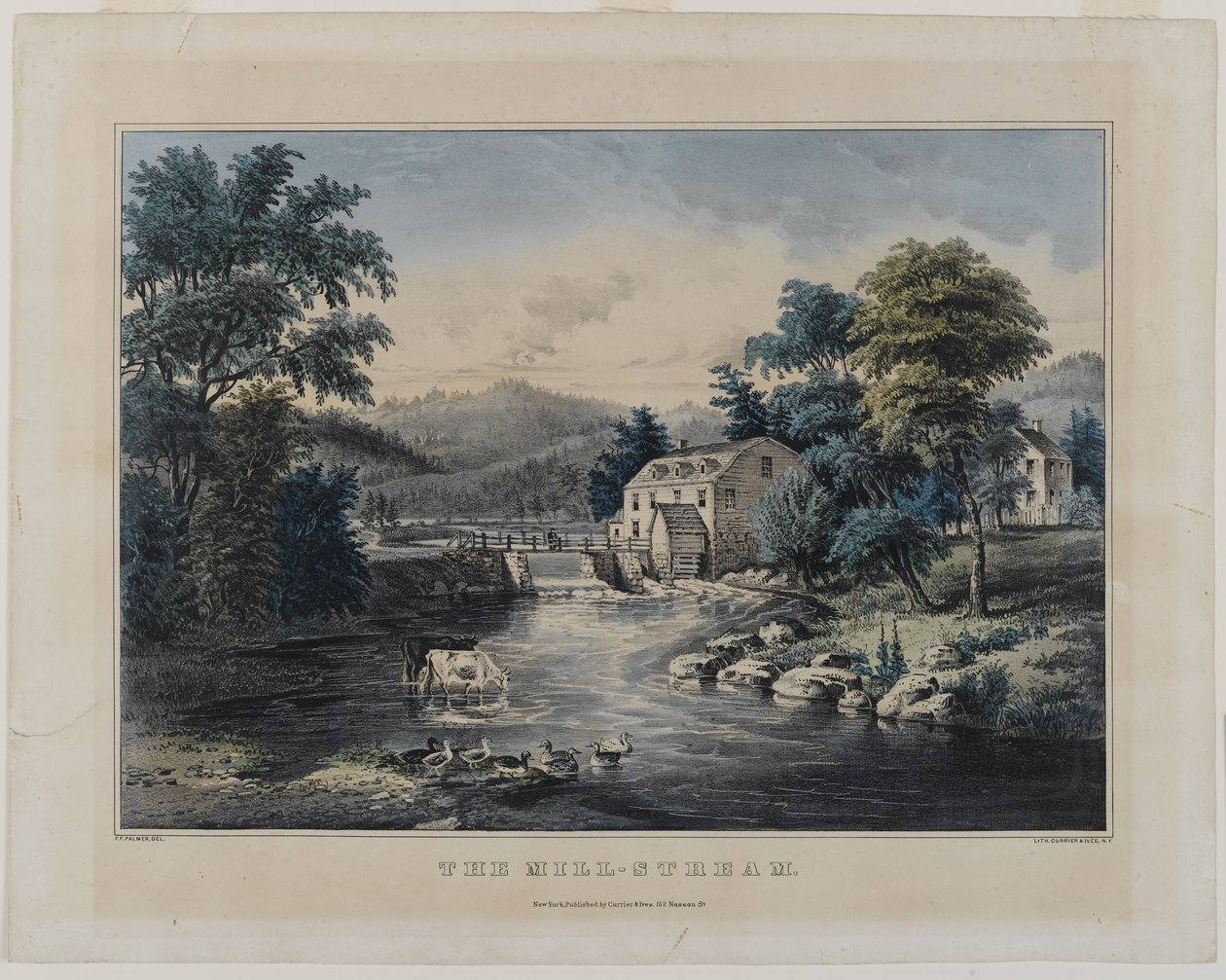 The Mill-Stream, kiadó: Currier & Ives, New York (kézzel színezett litho) alkotó: Frances Flora Bond Palmer