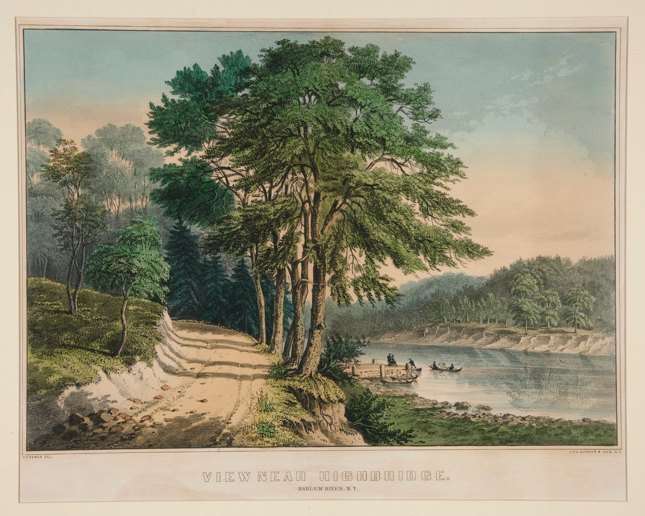 Nézet a Highbridge közelében. Harlem River, N.Y. alkotó: Frances Flora Bond Palmer