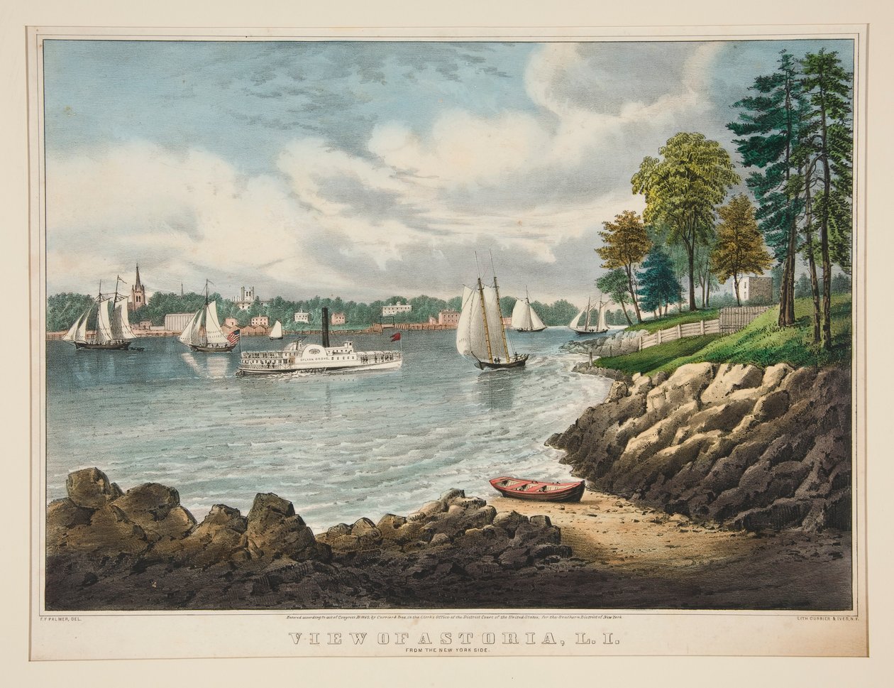 Kilátás az Astoriára, L.I. a New York-i oldalról alkotó: Frances Flora Bond Palmer