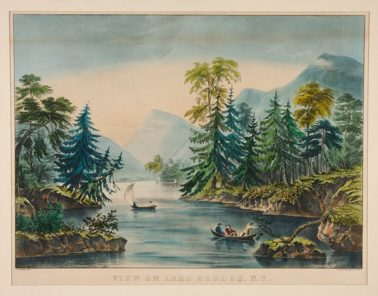 Kilátás a George-tóra, NY alkotó: Frances Flora Bond Palmer