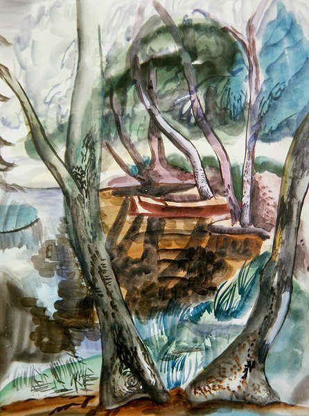 Táj, 1935 körül (akvarell, papír) alkotó: Frances Hodgkins