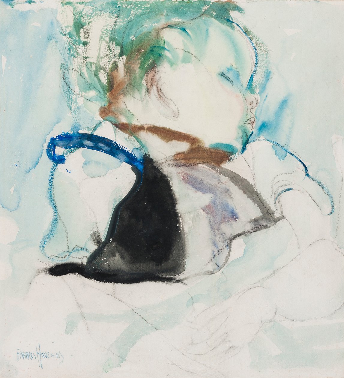 Sleeping Baby, 1905 körül (tinta és akvarell papíron) alkotó: Frances Hodgkins