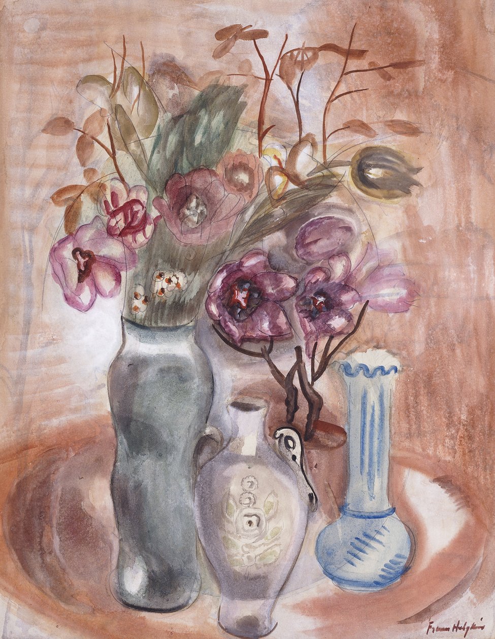 Csendélet virágokkal és vázákkal alkotó: Frances Hodgkins