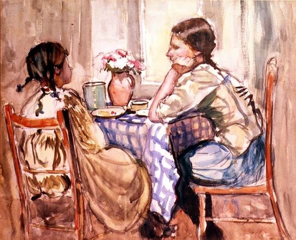 Az étkezés (akvarell papíron) alkotó: Frances Hodgkins
