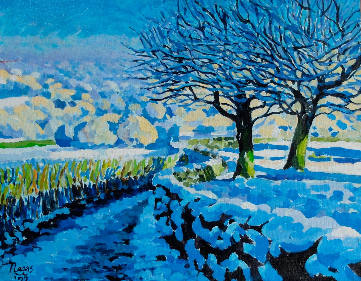 Light on a Winter Lane, 2022 (akril, vászon) alkotó: Frances Naggs