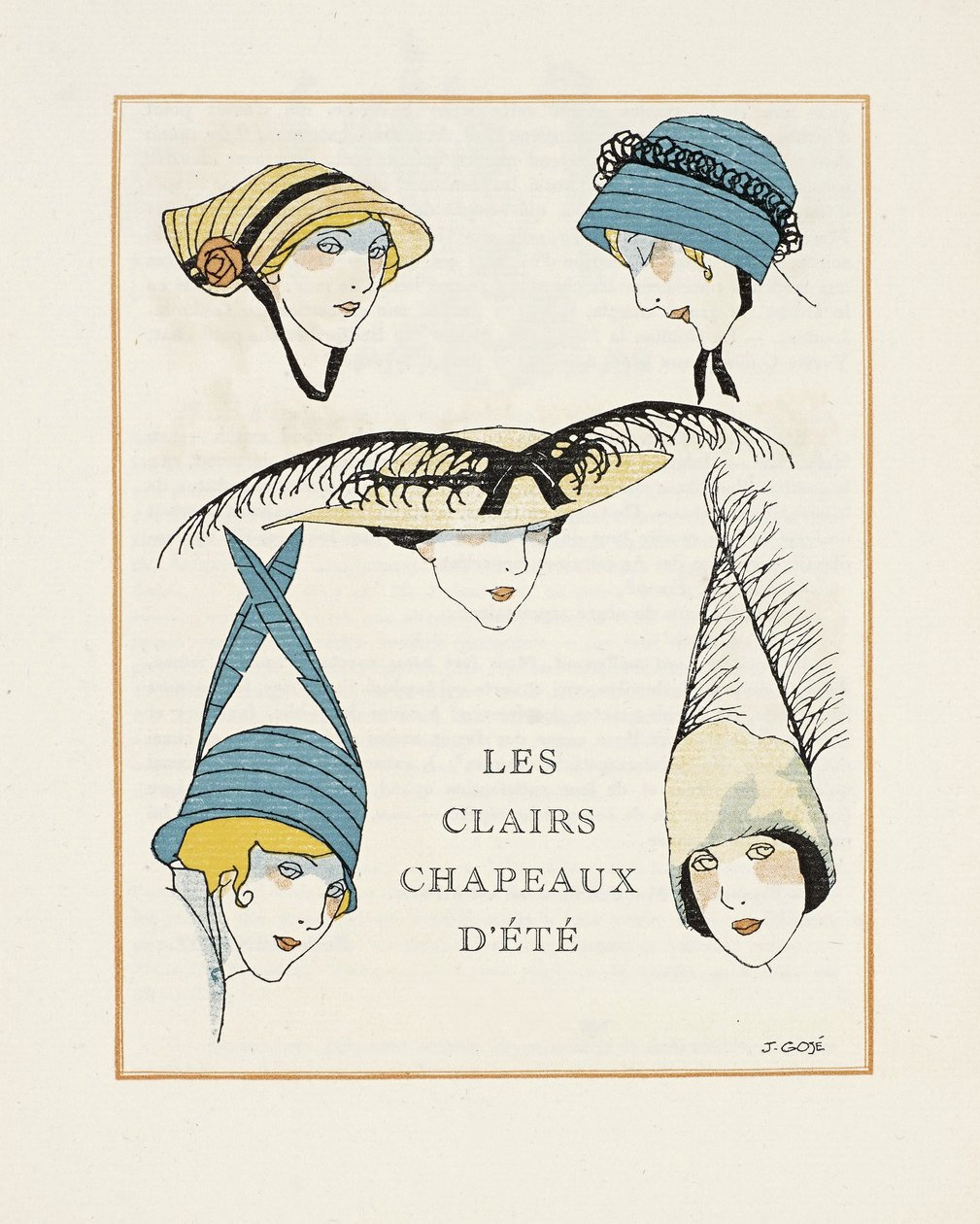 The Clear Summer Hats, pub. 1914 (sablonnyomat) alkotó: Francesc Xavier Gosé
