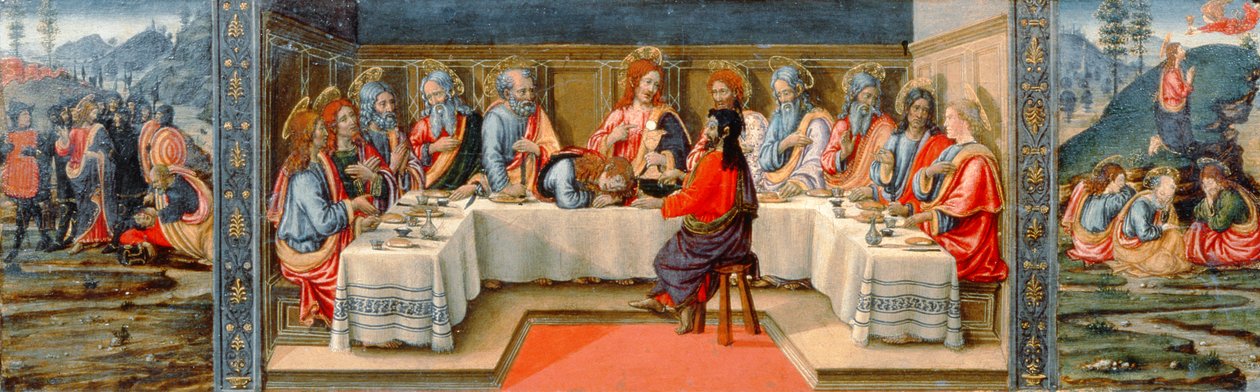 Jelenetek Krisztus szenvedéséből, predellafestmény a szentségek szentélyéből, 1484-6 körül (tempera, tábla) (részlet a 94757-ből) alkotó: Francesco Botticini