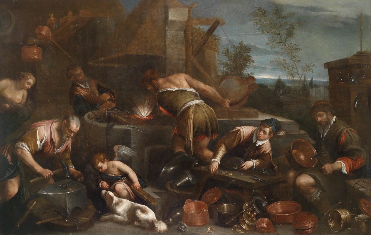 A vulkán kovácsműhelye alkotó: Francesco Bassano the Younger