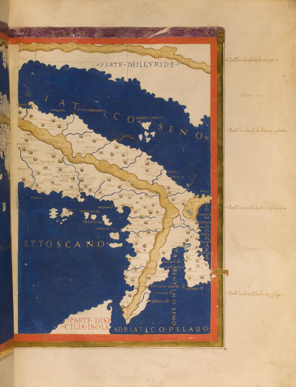 Olaszország térképe Ptolemaiosz Geographia, 1480 alapján (lásd még: 3496134) alkotó: Francesco Berlinghieri