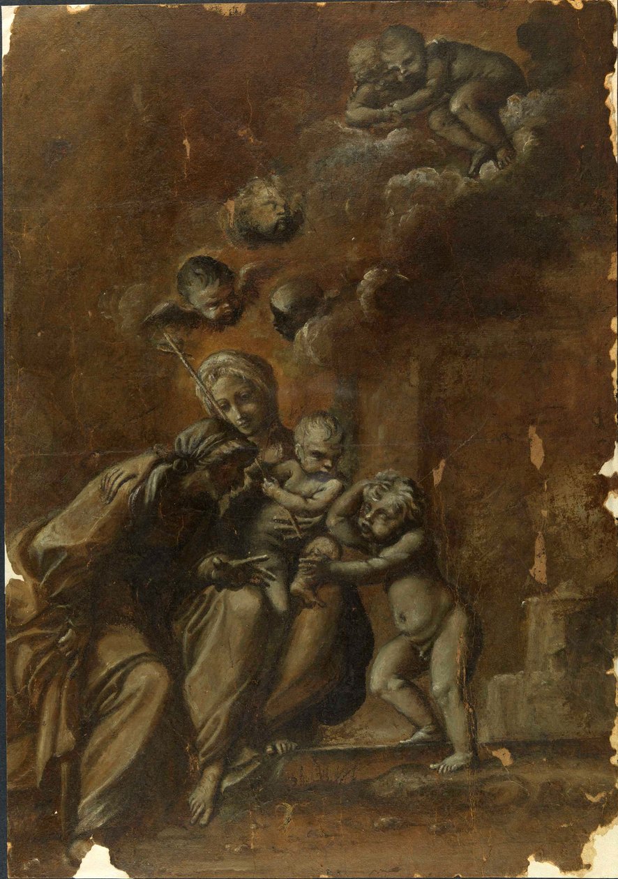 Szűz és gyermek Szent Jánossal és Szent Annával alkotó: Francesco Brizio
