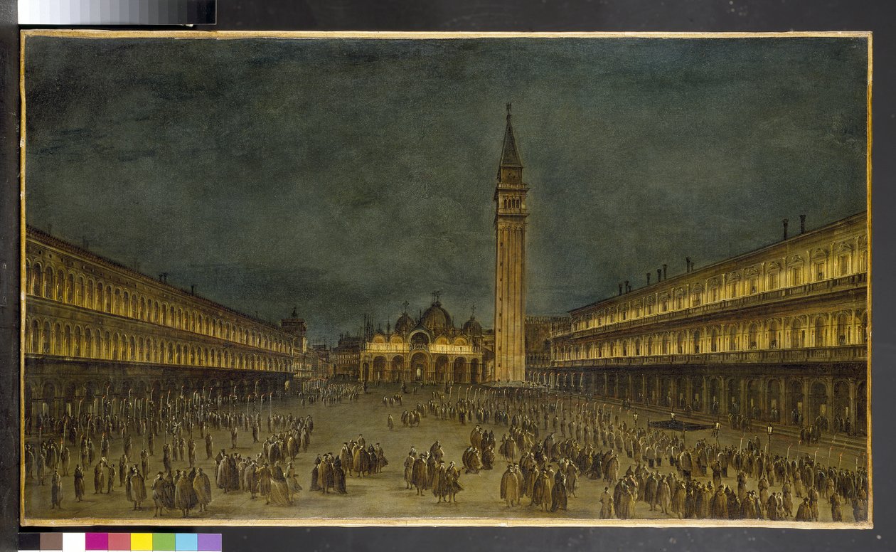 Éjszakai körmenet a Piazza San Marco-n, 1750-60 alkotó: Francesco Guardi