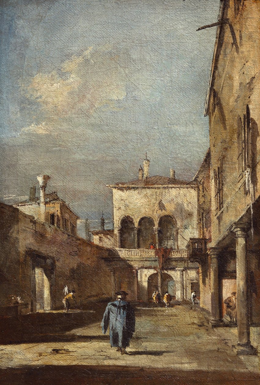 Építészeti fantázia udvarral alkotó: Francesco Guardi