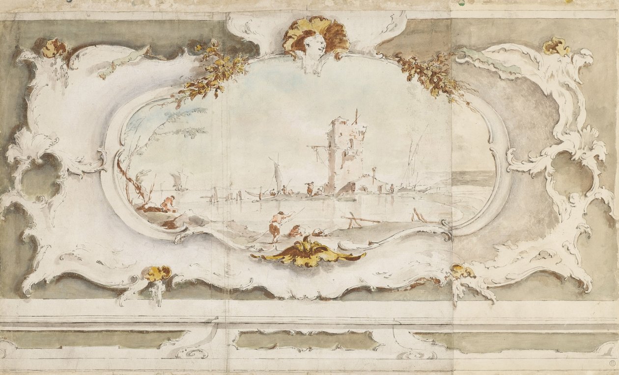 Dekoratív kartusz tájképekkel alkotó: Francesco Guardi