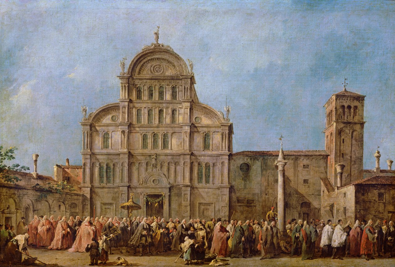 A velencei dózse húsvéti körmenete a San Zaccaria templomban, 1766-70 alkotó: Francesco Guardi