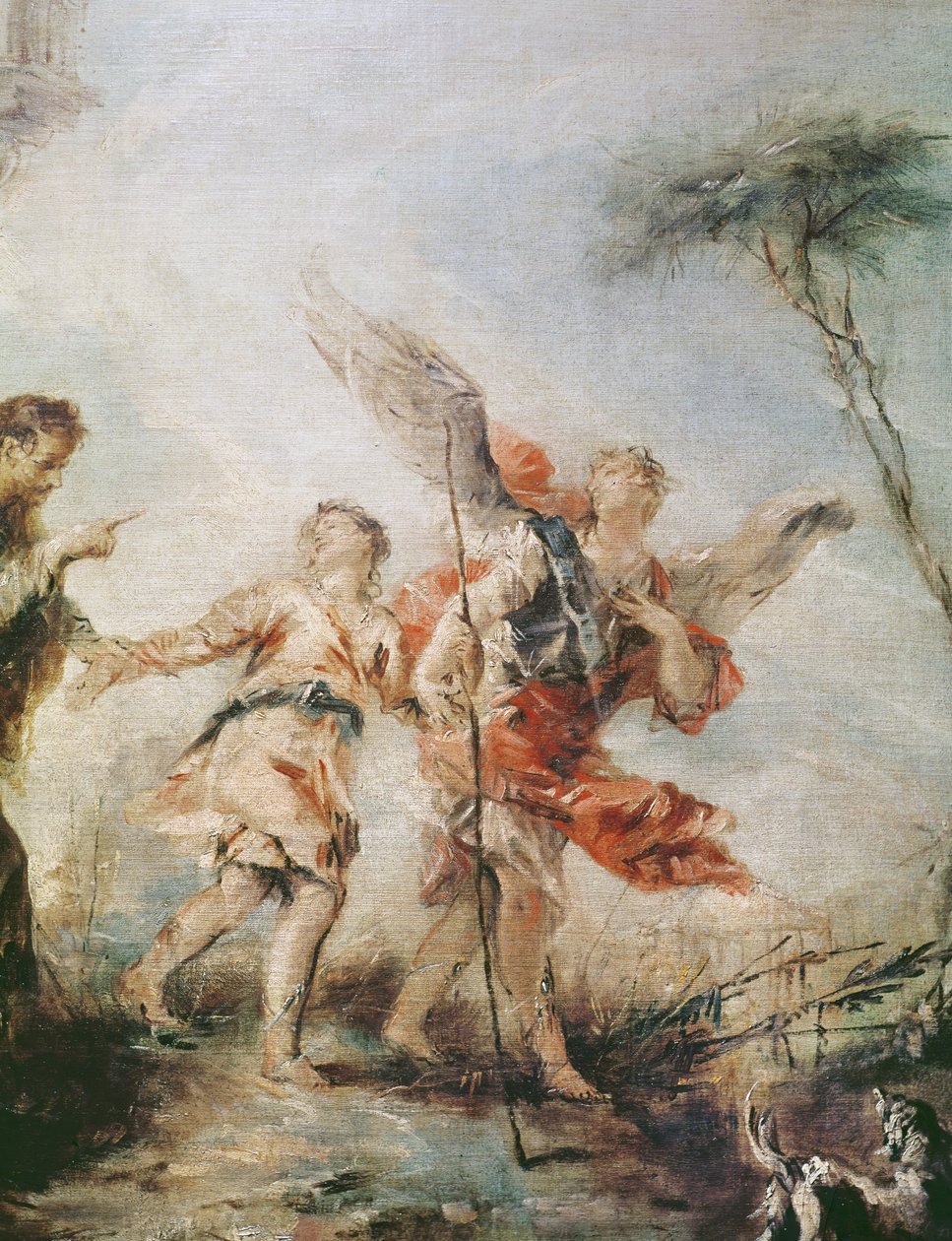 Tóbiás és az angyal távozása, Tóbiás és az angyal részlete, 1752 alkotó: Francesco Guardi