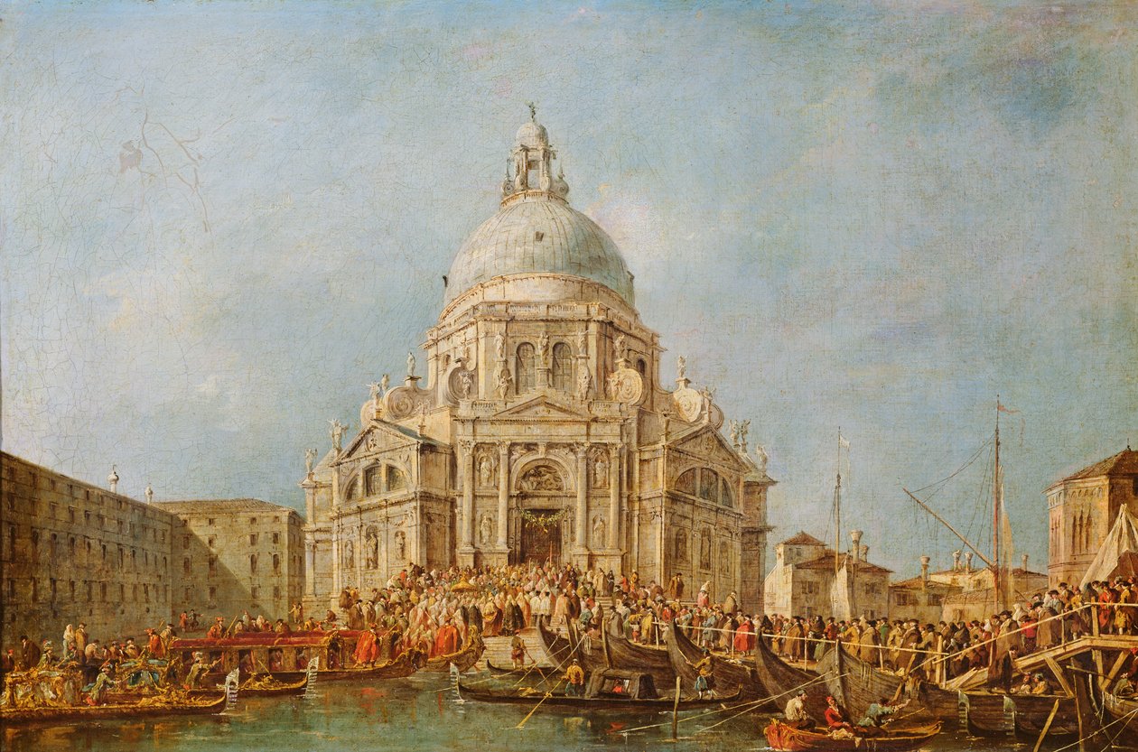 A velencei dózse a Festa della Salute ünnepségen, november 21-én, az 1630-as pestisjárvány befejezésének emlékére, 1766-70 körül. alkotó: Francesco Guardi