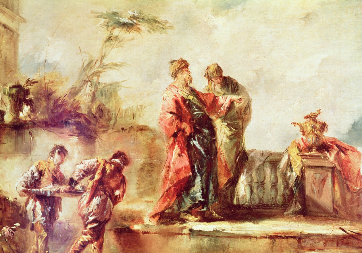 Tóbiás házassága, részlet a Tóbiás történetének jeleneteit ábrázoló, 1750-53-as orgonamellévén lévő panelek sorozatából alkotó: Francesco Guardi