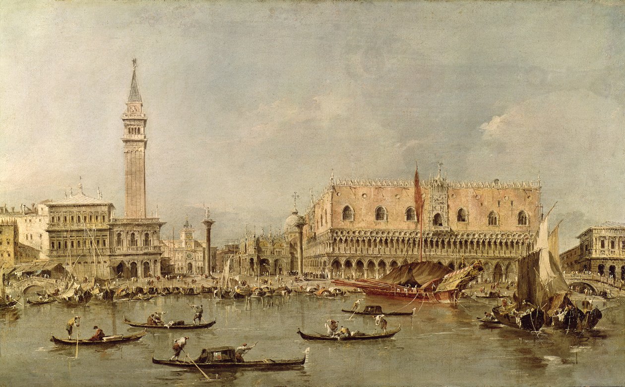 A Piazzetta és a Palazzo Ducale a San Marco-medencéből alkotó: Francesco Guardi