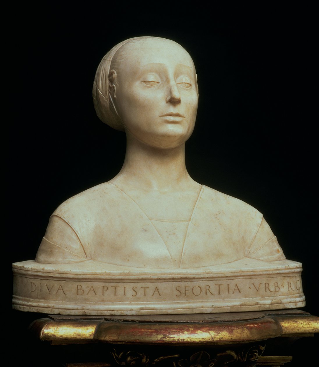 Battista Sforza, Urbino hercegnő mellszobra, 1473 körül (márvány) alkotó: Francesco Laurana