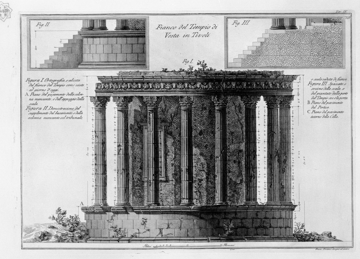 A Vesta templom oldala Tivoliban alkotó: Francesco Piranesi
