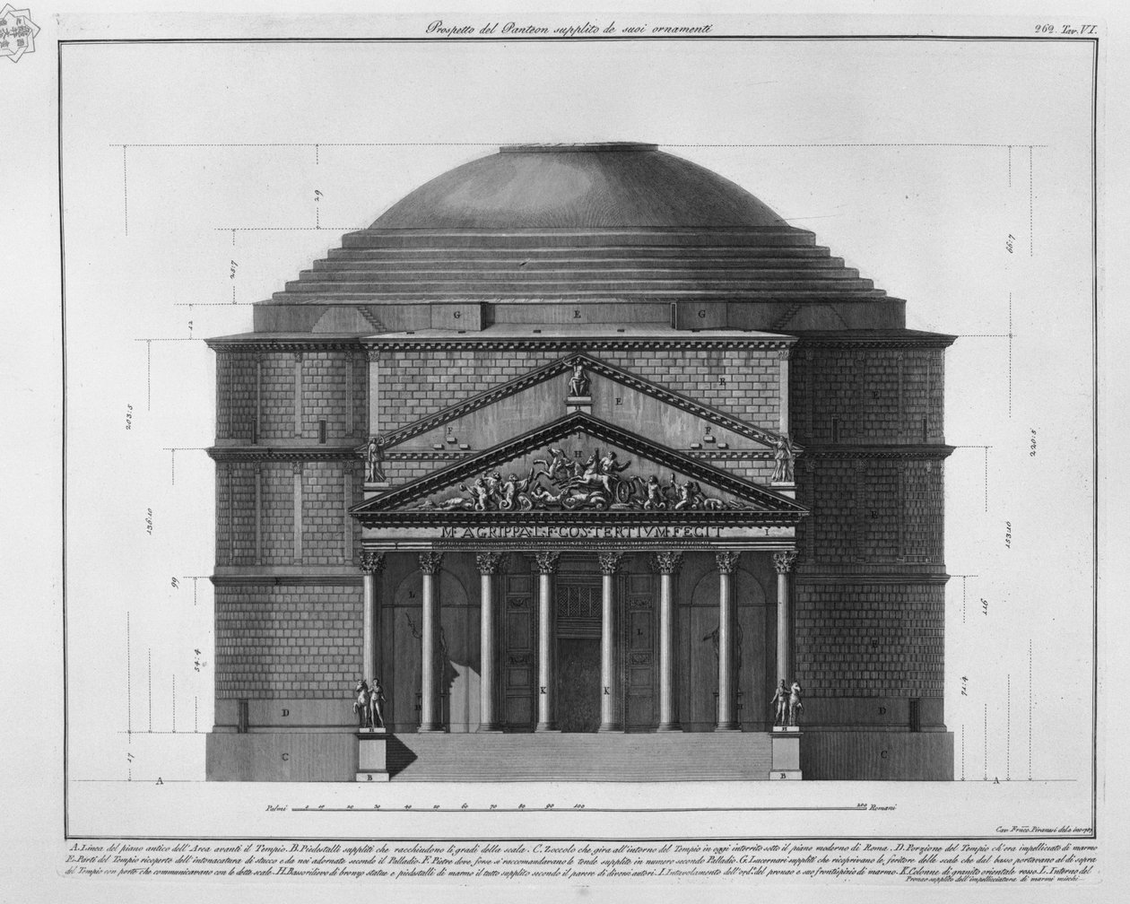 A Pantheon tájékoztatója díszeivel alkotó: Francesco Piranesi
