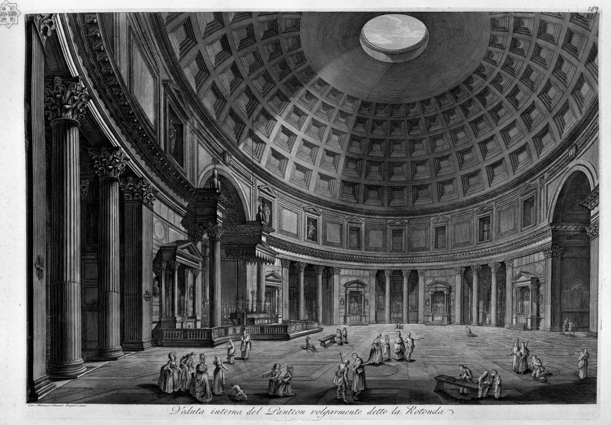 A Pantheon belső nézete, amelyet Rotonda néven ismernek alkotó: Francesco Piranesi
