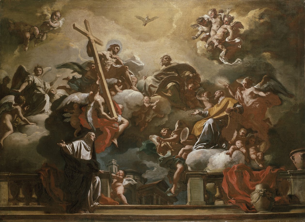 A Szentháromság látomása SS. Néri Fülöp és Francesca Romana, 18. század alkotó: Francesco Solimena