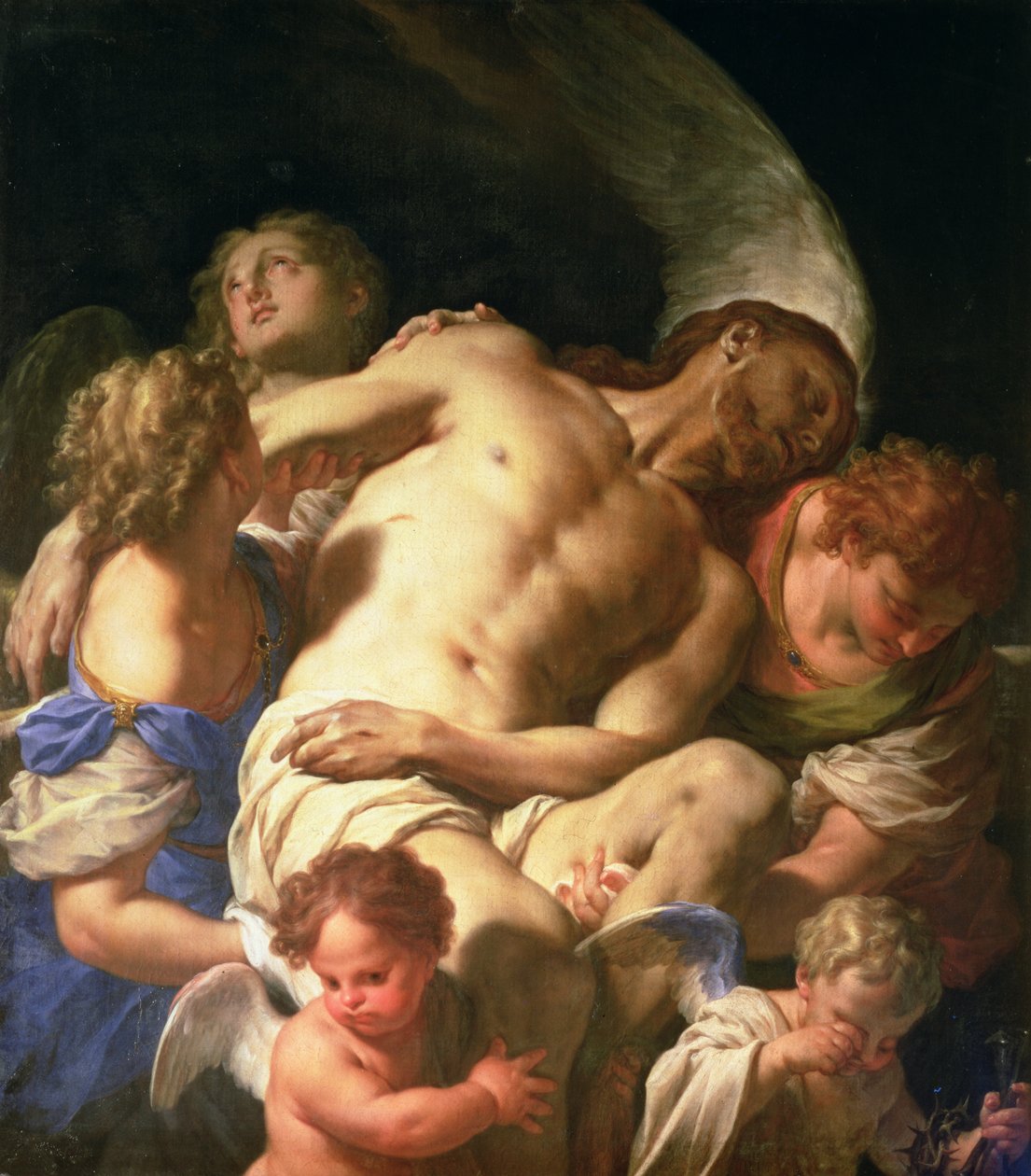 Krisztus teste angyalok által támogatva, 1705-10 körül alkotó: Francesco Trevisani