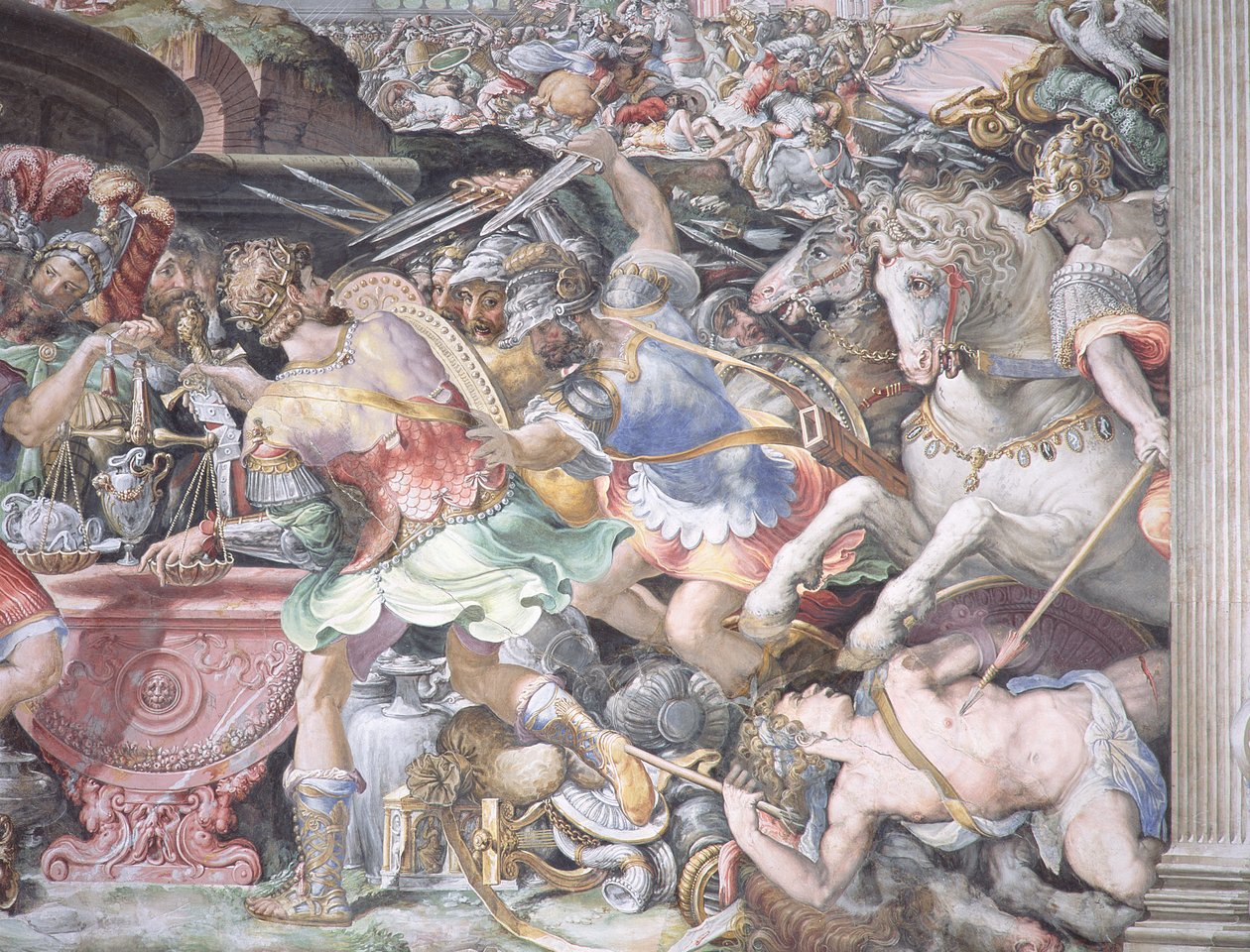 Az aranymérés tilalma, jelenet a Furius Camillus történeteiből, 1545 körül alkotó: Francesco de Rossi Salviati Cecchino