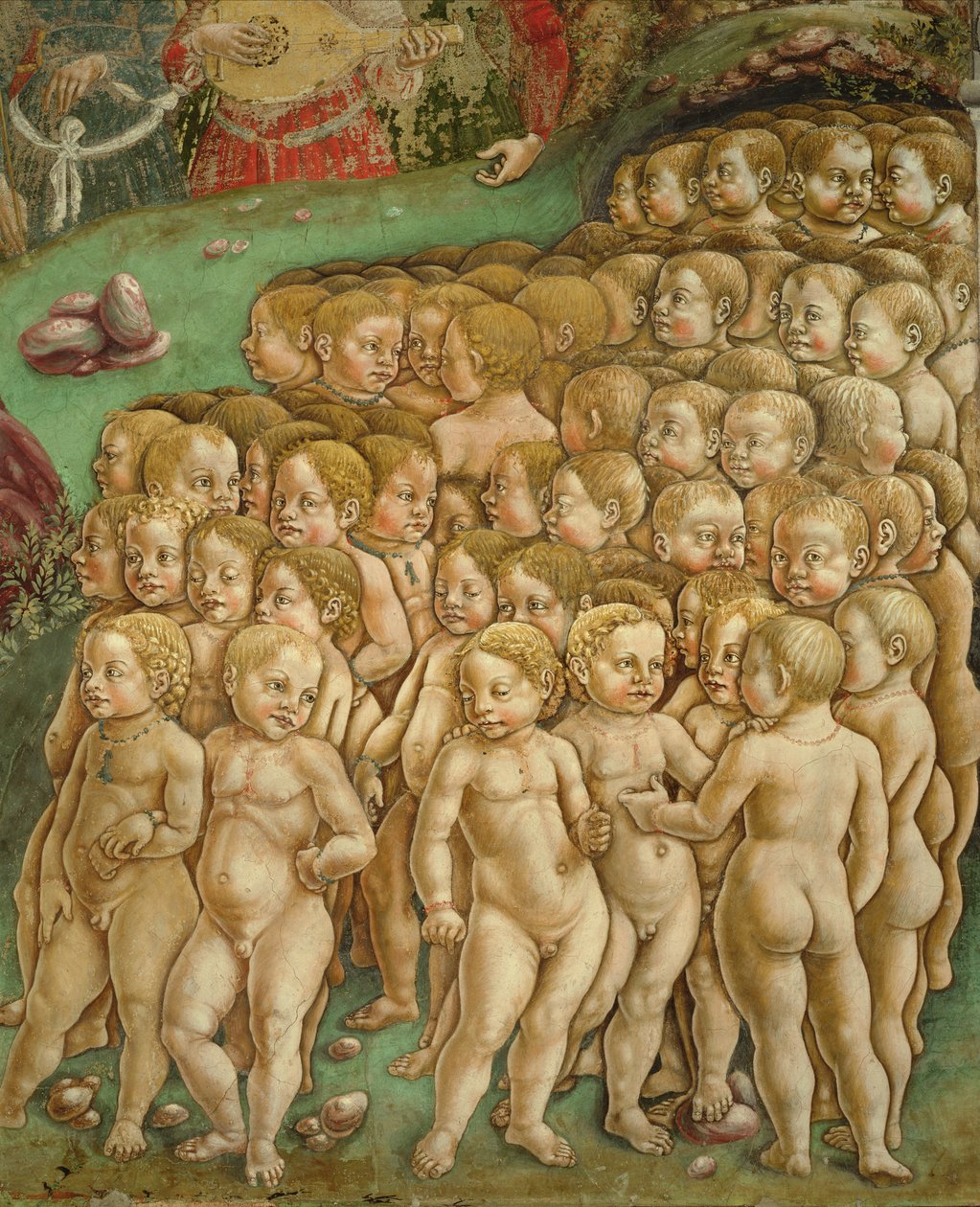 Május allegóriája: Mese di Maggio: Trionfo di Apollo (Apolló diadalma), 1469 - 1470, 15. század, freskó. alkotó: Francesco del Cossa