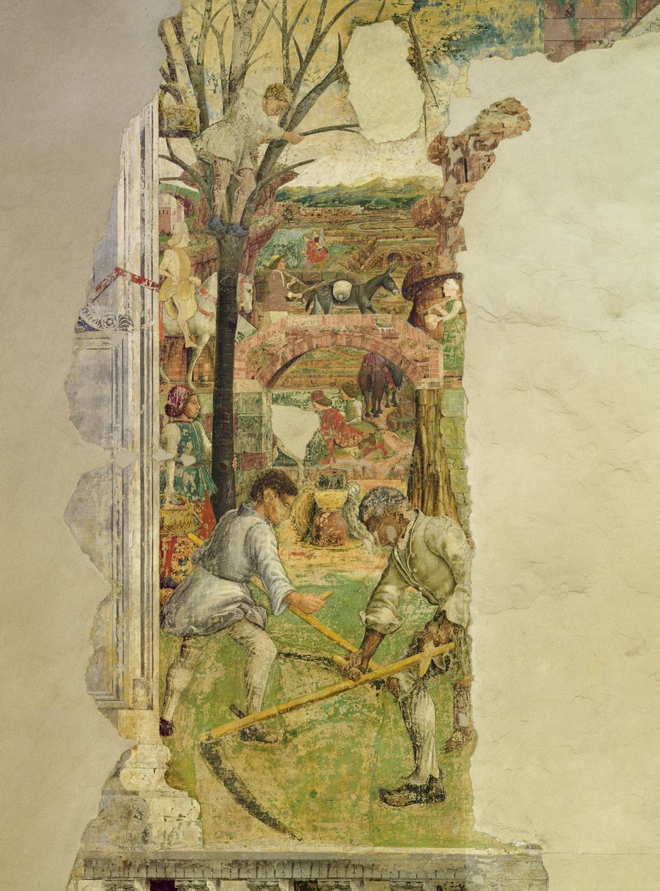 Május allegóriája: szénavágás, 1469-70, alkotó: Francesco del Cossa