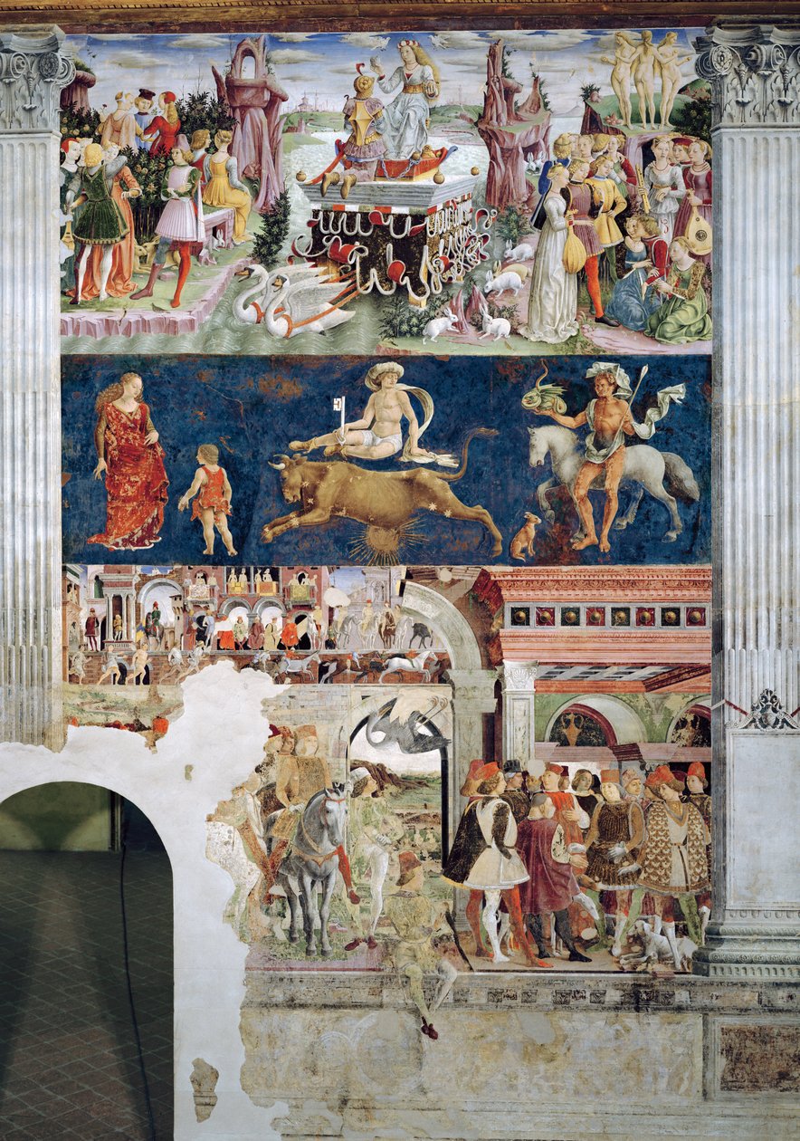 A Vénusz diadala: Április a hónapok szobájából, 1467-70 körül alkotó: Francesco del Cossa