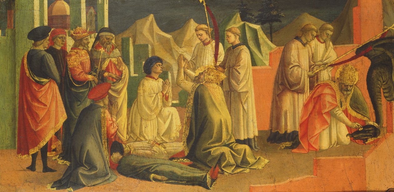 Szent Szilveszter története (tempera, tábla) alkotó: Francesco di Stefano Pesellino