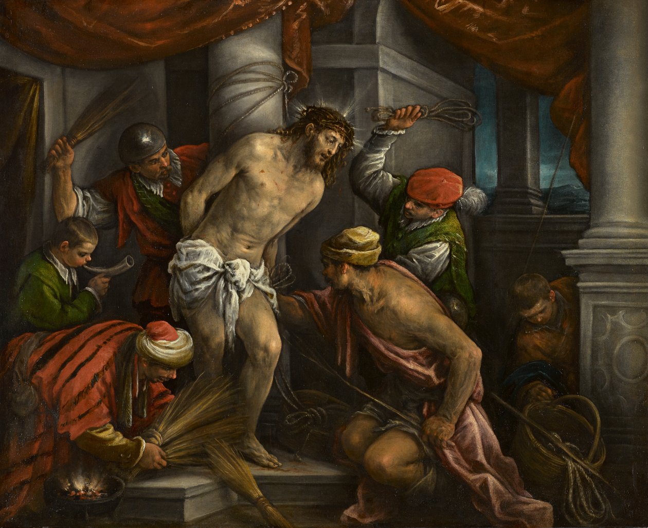 Krisztus korbácsolása, 1580-1585 körül (olaj, vászon) alkotó: Francesco Bassano
