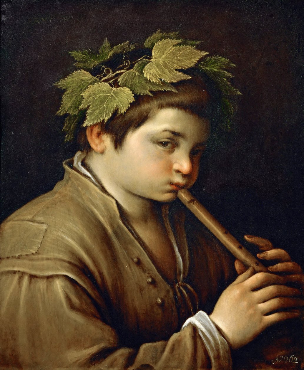 Garcon jouant de la flute – Furulyázó fiú – Francesco Bassano, az ifjabb (1549-1592). Olaj, réz, kb. 1580-1585. Mérete: 54,6x44 cm. Művészettörténeti Múzeum, Vienne alkotó: Francesco Bassano