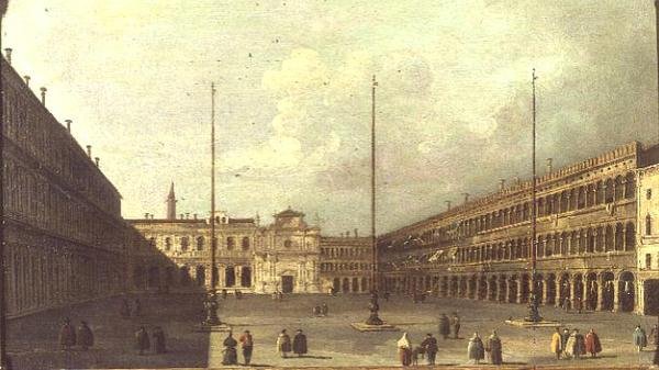 A velencei Piazza San Marco figurákkal alkotó: Francesco (after) Guardi
