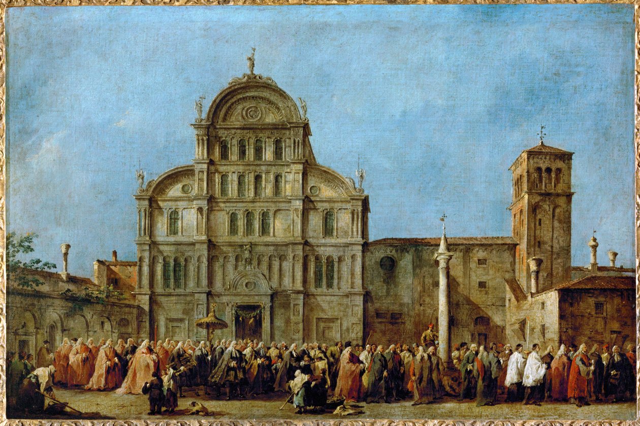 A velencei dózse húsvéti körmenete a San Zaccaria templomhoz ... alkotó: Francesco (circle of) Guardi