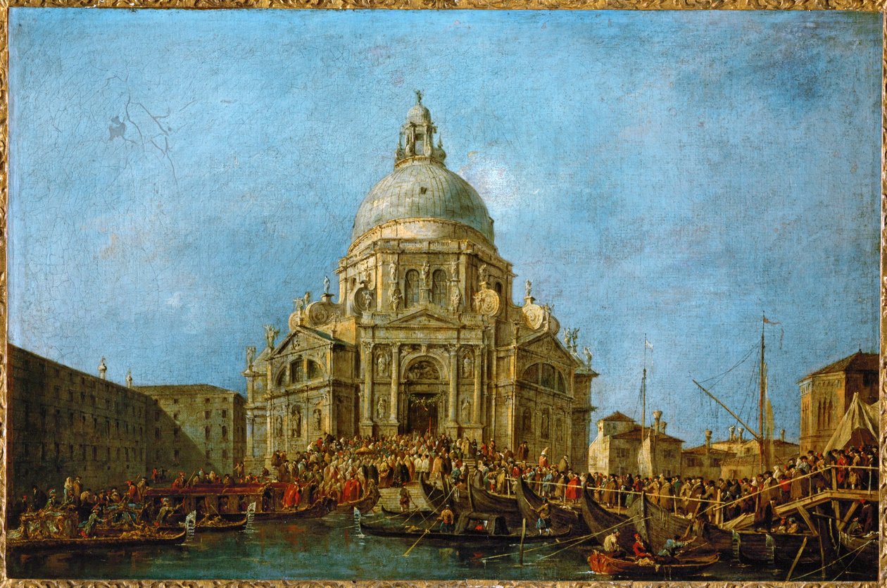 A dózse november 21-én, az 1630-as pestisjárvány végének emléknapján látogat el a La Salutéra ... alkotó: Francesco (circle of) Guardi