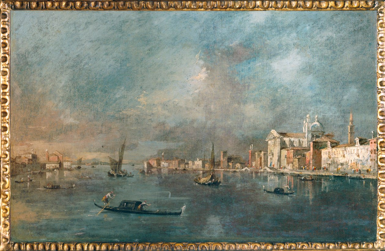 Vue de la Giudecca avec les Zattere - Nézet a Giudecca csatornára és a Zattere ... alkotó: Francesco (circle of) Guardi